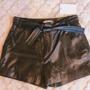 NWT || Iro - Bridge Belted Leather Shorts, Black